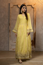 DA-1708 YELLOW EMBROIDERED KURTA